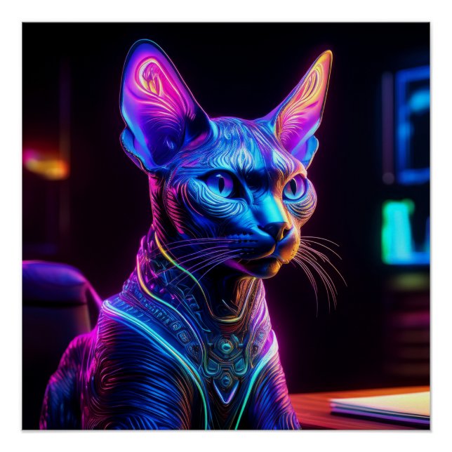 Pôster Alien Sphinx Cat Sits In his Captain's Chair (Frente)