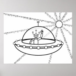 Poster Alienígena amigável em um molho voador