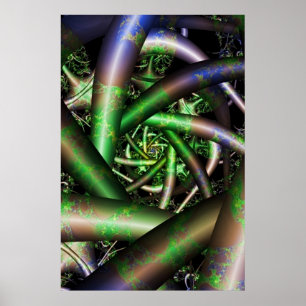 Poster Alienígena Arte Fractal Multicolor