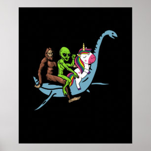 Poster Alienígena Bigfoot Unicorn Andando Loch Ness Monst