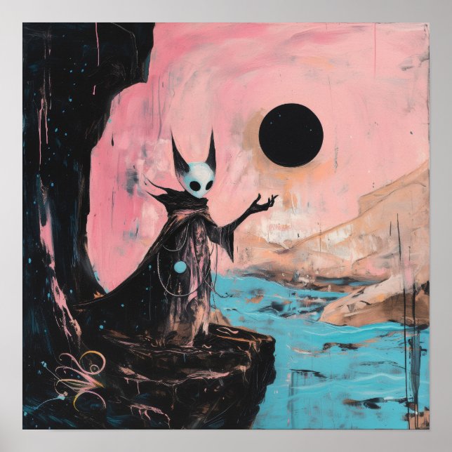 Poster Alienígena Cat Black Moon Witchy AI Art Matvalue (Frente)