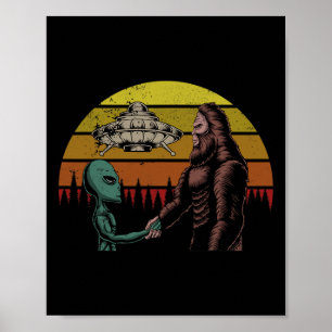 Poster Alienígena De Caça E Sasquatch Pé-Grande