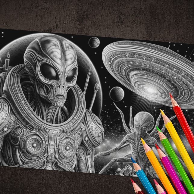 Poster Alienígena de Coloração de Adultos 3D (Criador carregado)