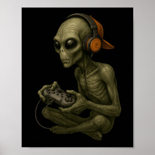 Poster Alienígena de Halloween Gamer Video Gaming Boys Me
