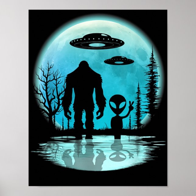 Poster Alienígena de OVNI Bigfoot (Frente)