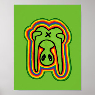 Poster Alienígena Divertido Cores Psicodélicas Arco-íris