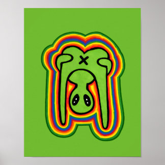 Poster Alienígena Divertido Cores Psicodélicas Arco-íris