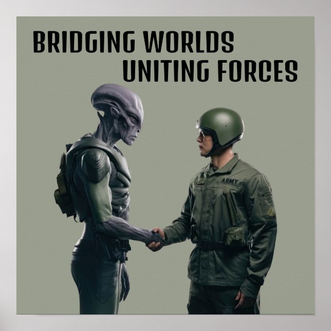 Poster Alienígena e soldado (Frente)