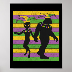 Poster Alienígena E Urso-Grande Vintage Mardi Gras New Or