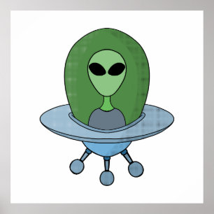 Poster Alienígena em sua nave espacial
