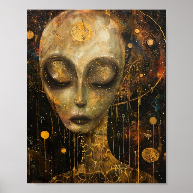 Poster Alienígena em um estilo Klimt (Frente)