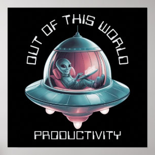 Poster Alienígena engraçada no OVNI