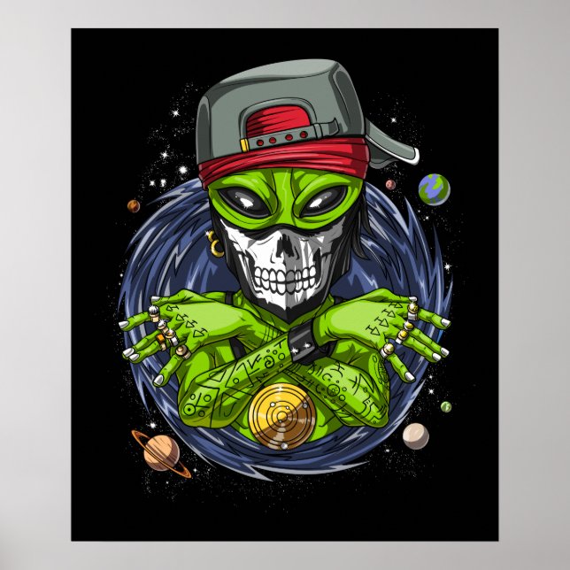 Poster Alienígena Espacial Gangstа OVNI Extraterrestres R (Frente)