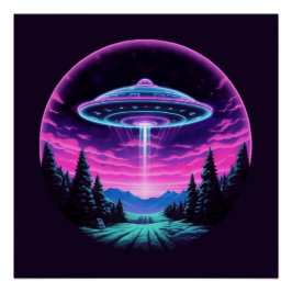 Pôster Alienígena Espacial Retrofuturista