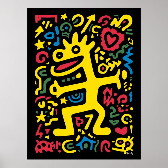Poster Alienígena Funky Dragon Amarelo - Criatura De Arte (Frente)