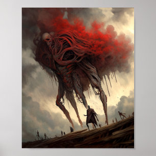 Poster Alienígena Gigante Andando na Ciência Ficando Arte