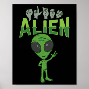 Poster ALIENÍGENA ILY ASL Gesto manual surdo surdo perda 