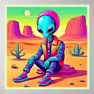 Poster Alienígena Legal no Deserto Relaxando