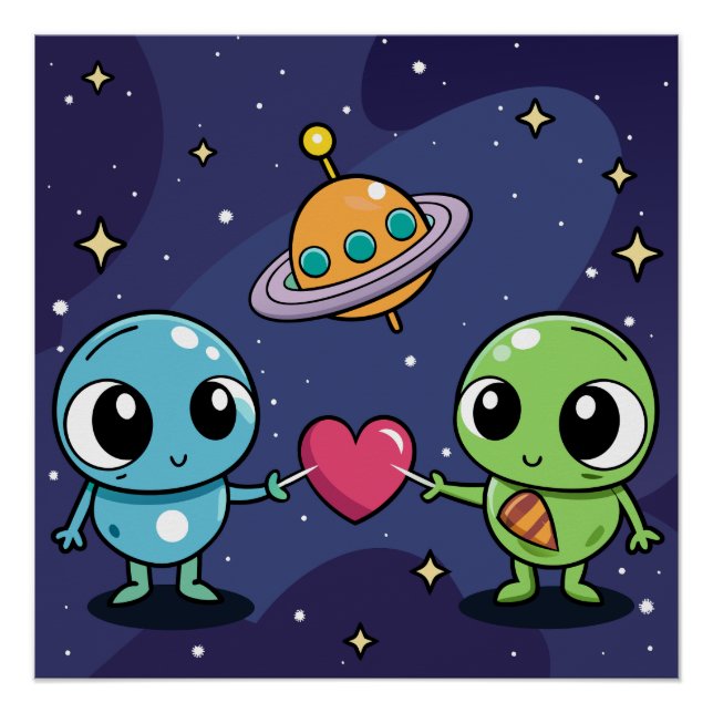 Pôster Alienígena Love Buddies (Frente)