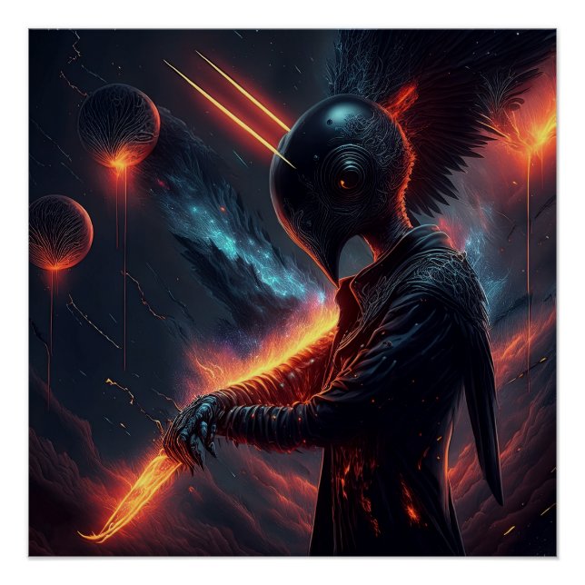 Pôster Alienígena Manipulando Feixe de Fogo (Frente)