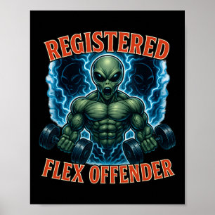 Poster Alienígena Muscular Registrada Flex Offender Funny