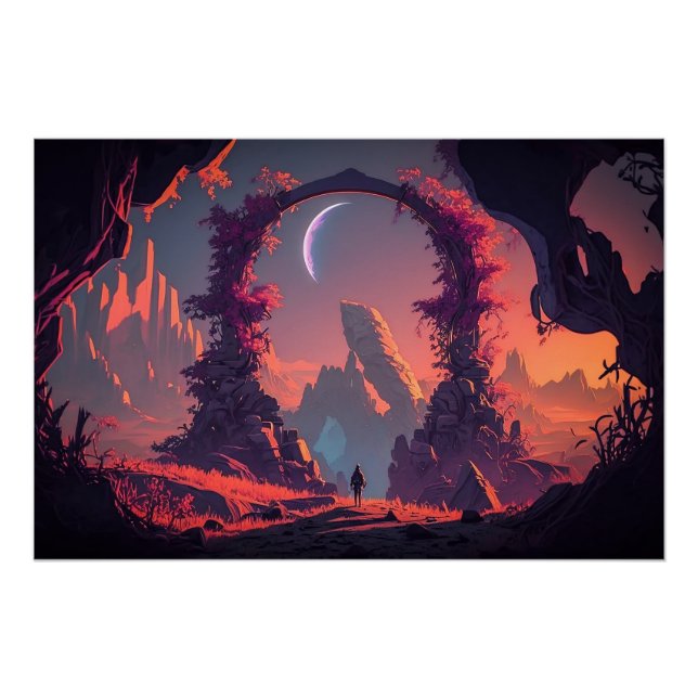 Pôster Alienígena Neon Landscape (Frente)