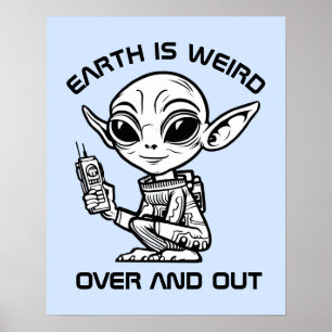 Poster Alienígena Preta e Branca