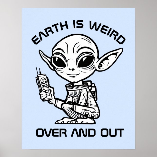 Poster Alienígena Preta e Branca (Frente)