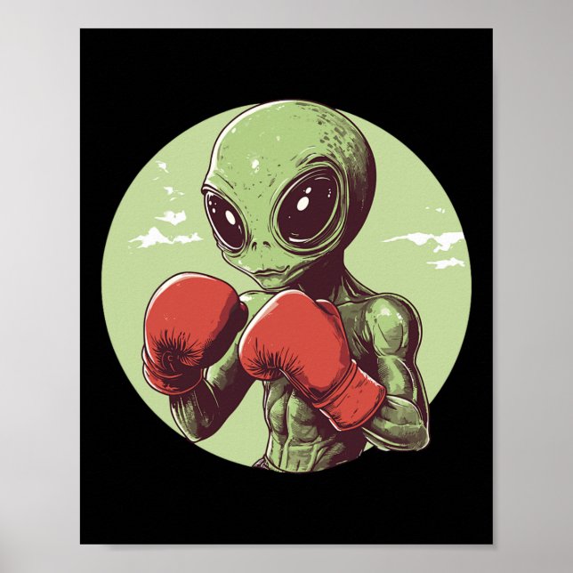 Poster Alienígena Pronta Para Lutar Em Luvas (Frente)