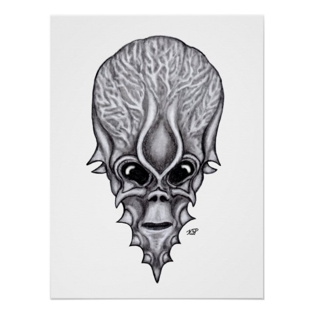 Pôster Alienígena, reconstrução facial do crânio africano (Frente)