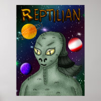 Alienígena réptil com espaço externo