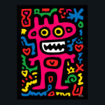 Poster Alienígena Rosa Funky - Neon Pop Art Quirky Monste<br><div class="desc">Brilhante,  ousado e engraçado - esta alienígena rosa é um cheio monstro peculiar de energia neon. Cercado por rabiscos brincalhões e formas brilhantes,  é algo que deve ter para amantes de pop e qualquer um que ame decoração caseira funfa e colorida.</div>