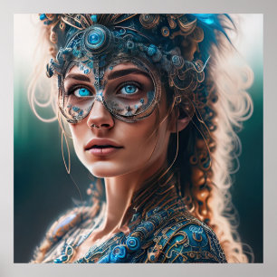 Poster Alienígena teal Cyborg SCI-FI art