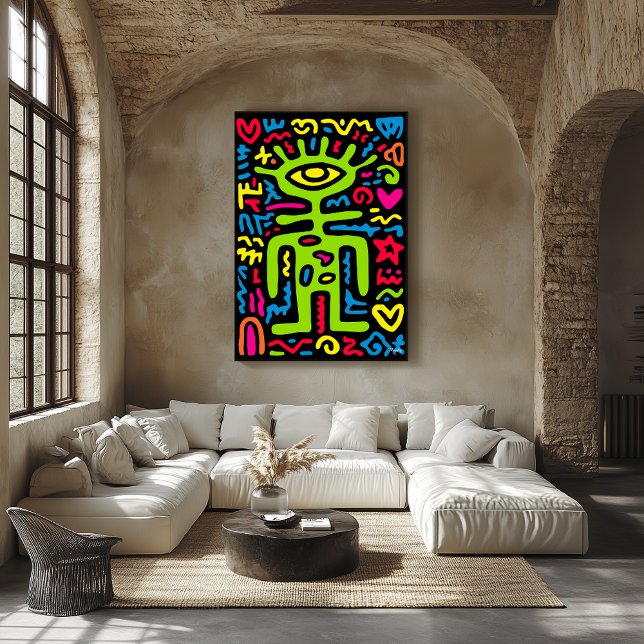 Poster Alienígena Terceiro Olho Verde - Arte Pop Neon Fun (Criador carregado)