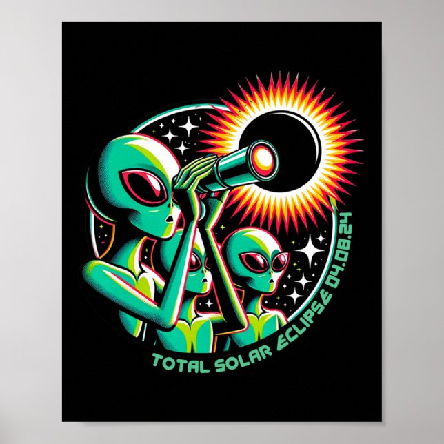 Poster Alienígena Total de Eclipse Solar 4.08.2024 Roupa (Frente)