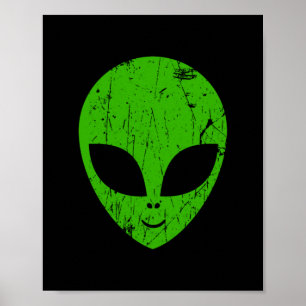 Poster alienígena verde da extraterra de ficção cient