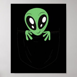 Poster Alienígena Verde Num Bolso De Gráfico Sci Fi Engra