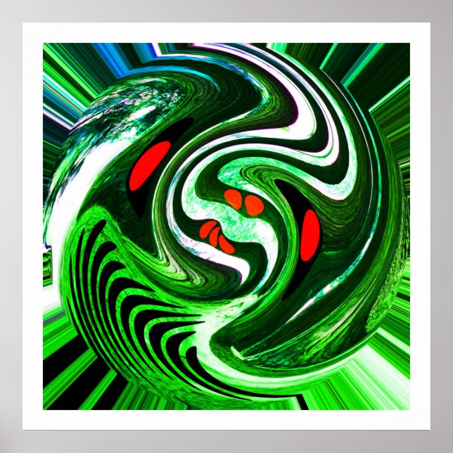 Poster Alienígena verde planeta arte (Frente)