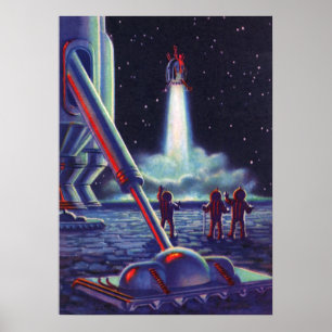 Poster Alienígenas de Ficção Científica Vintage Ondulam p