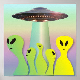 Poster Aliens Amigáveis quadrados