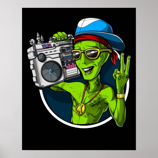 Poster Aliens Boombox Music Party (Frente)