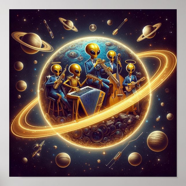 Poster Aliens De Espaço Vapor Banda De Cinco (Frente)