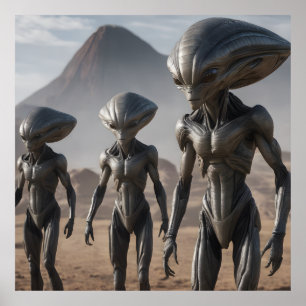 Poster Aliens e vulcão