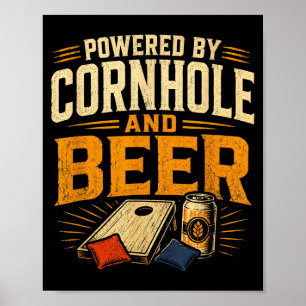 Poster Alimentado por cornhole e cerveja divertido tailga