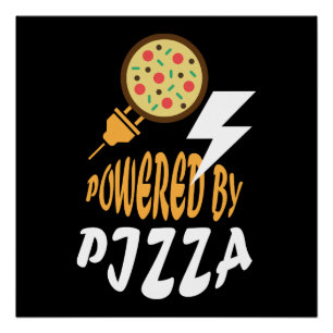 Pôster Alimentado por Pizza – Design Divertido para Amant