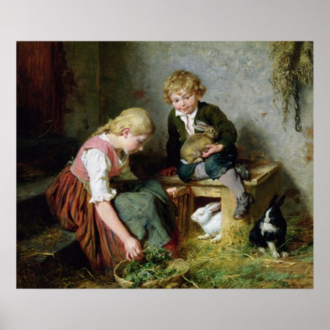 Poster Alimentando os coelhos (Frente)