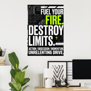 Poster Alimente Seu Fogo Destrua Limites Cartaz Motivacio