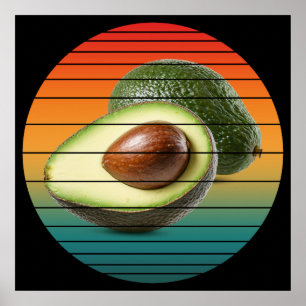 Poster Alimento vegetariano de fruta de abacate vintage