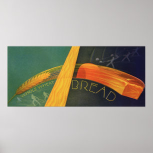 Pôster Alimentos saudáveis do vintage, pão integral