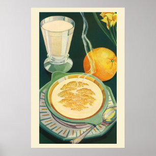 Pôster Alimentos Saudáveis Vintage, Bebidas, Café da Manh